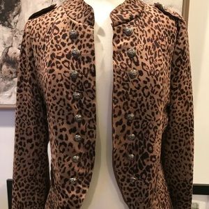 Pookie & Sebastian Faux Suede Womens Size S Leopard Print Jacket